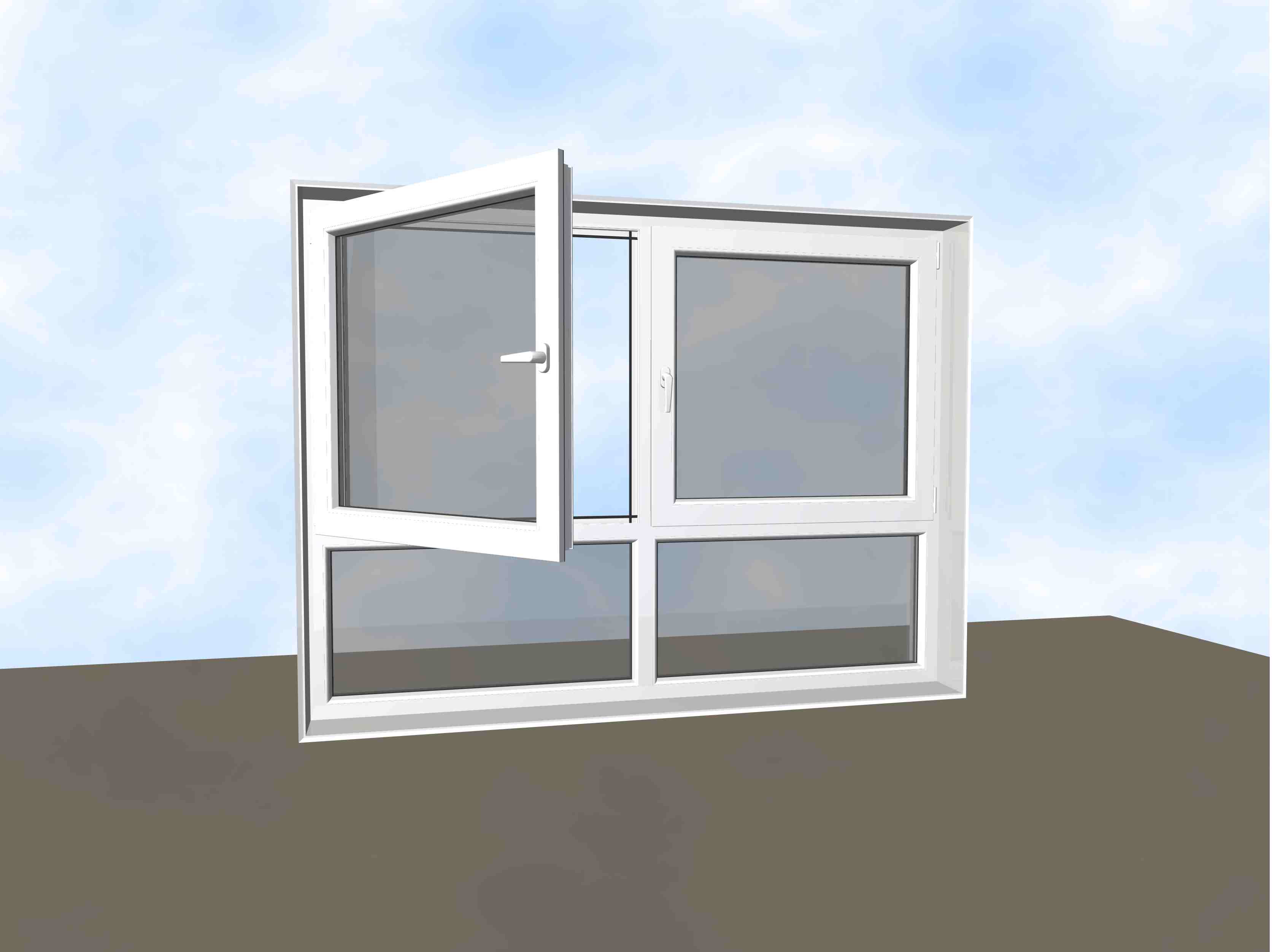 Dreh-/Kippfenster + Festverglasung (Hybrid)